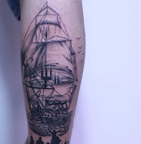 手臂好运一帆风顺纹身图案