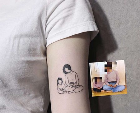女生大臂家庭母女纹身图片