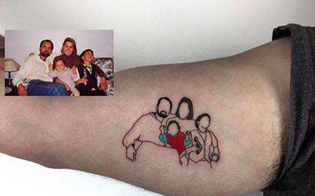 大臂家庭合影纹身图案