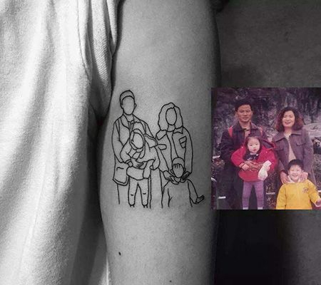 男生大臂家庭纹身图案