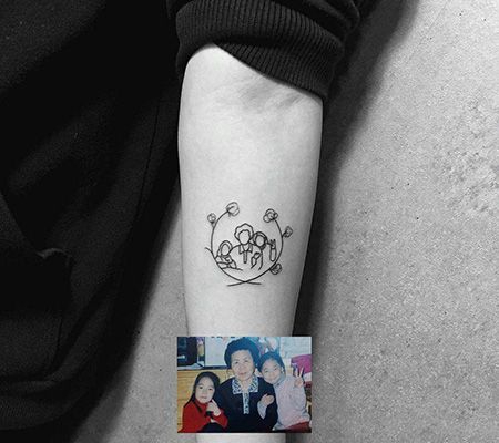 小臂温馨的家庭纹身图案