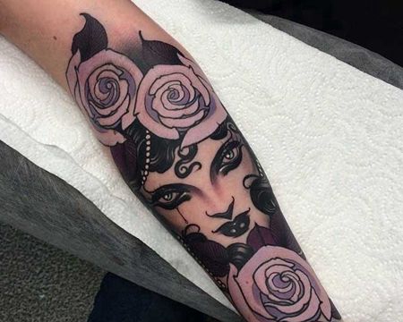 New school 小臂内侧 紫玫瑰 女人