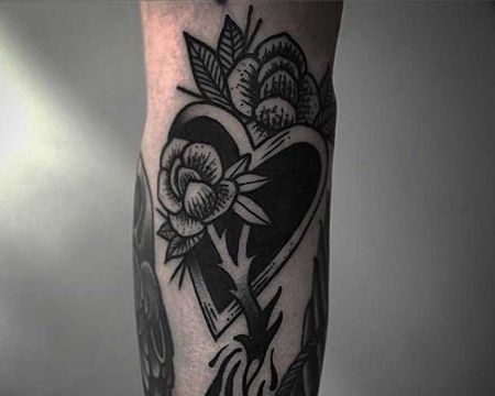 Old school 小腿外侧 黑灰心