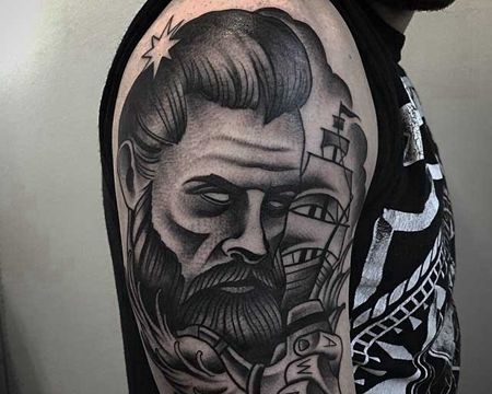 Old school 大臂外侧 水手 帆船