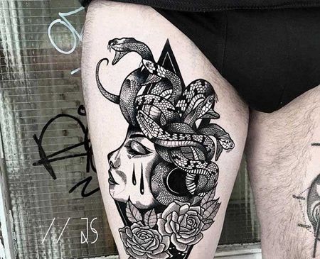 暗黑 点刺 大腿外侧 美杜莎