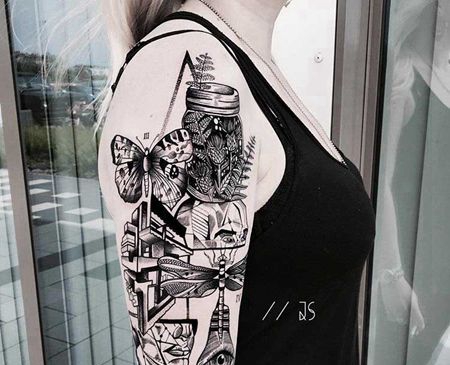 点线面 大臂外侧 瓶子 蝴蝶 眼