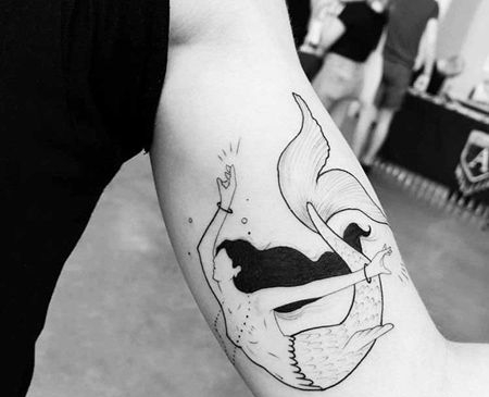 小清新 大臂内侧 美人鱼 线条