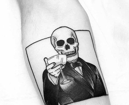 简约 小臂内侧 骷髅