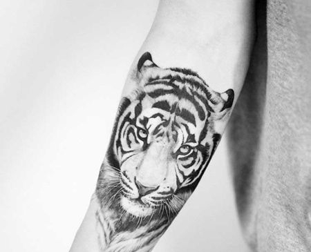 黑灰写实 小臂内侧 老虎