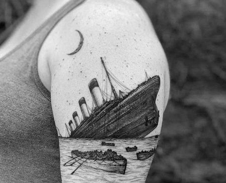 简约 写实 大臂外侧 沉船