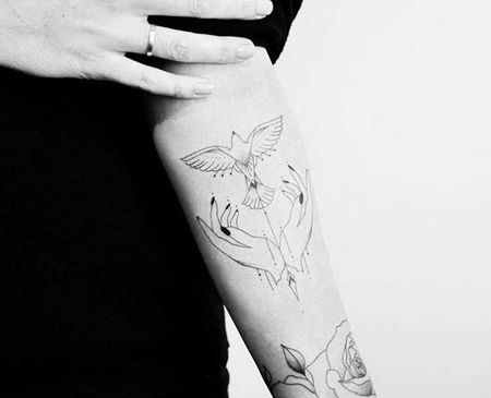 小清新 小臂内侧 和平鸽 手