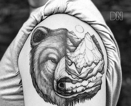 简约 大臂外侧 熊 山