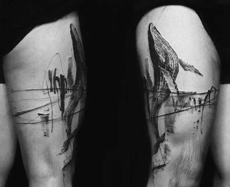 简约 大腿外侧 鲸鱼