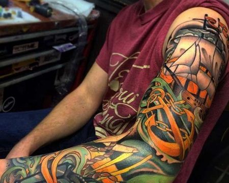 New school 手臂包围 船