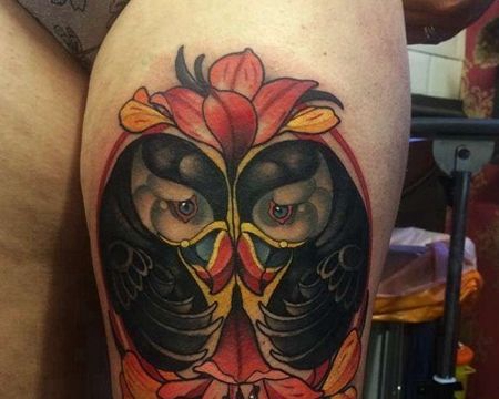 New school 大腿前侧 鸟