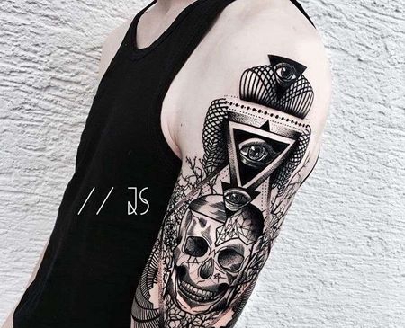 点刺 大臂外侧 骷髅