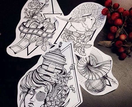 黑灰  线条  鸟 人像