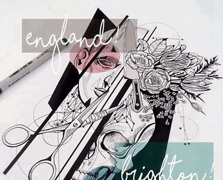 点刺 骷髅 人像 花朵