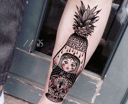 点刺 小腿前侧 菠萝 套娃