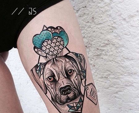 点刺 几何 大腿 狗 小动物