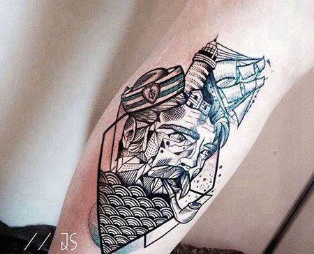 几何 小腿 水手 船锚