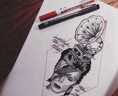 点刺 几何 人物 留声机