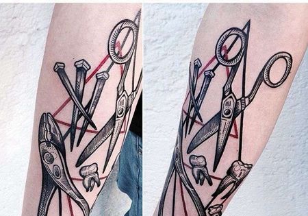 点线 几何 小臂 牙齿 工具钳