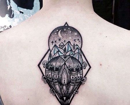 点刺 几何 后背 热气球