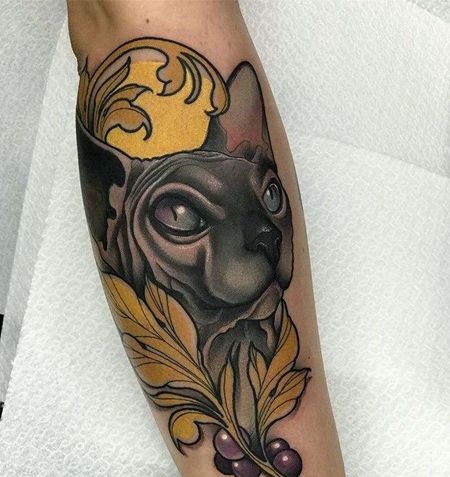 New School小臂斯芬克斯纹身图案