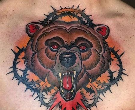 New School胸口熊纹身图案