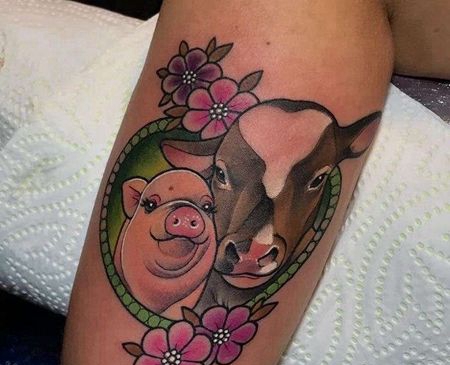 New School大臂小动物纹身图案