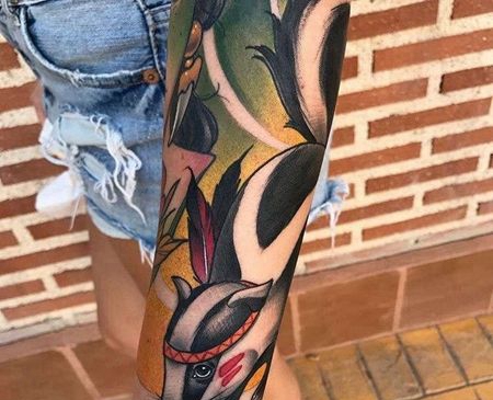 New School小臂小动物纹身图案