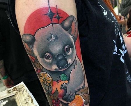 New School大臂树袋熊纹身图案