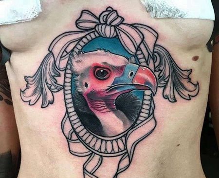 New School胸口鸵鸟纹身图案