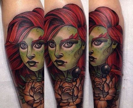 New School小臂人像玫瑰纹身图案