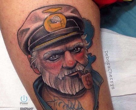 New School大臂人像水手纹身图案