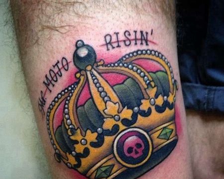 New School大腿皇冠纹身图案