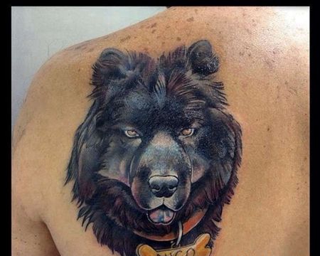 New School后背狗纹身图案