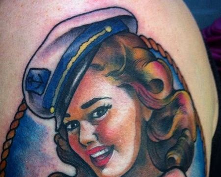 New School大臂水手纹身图案