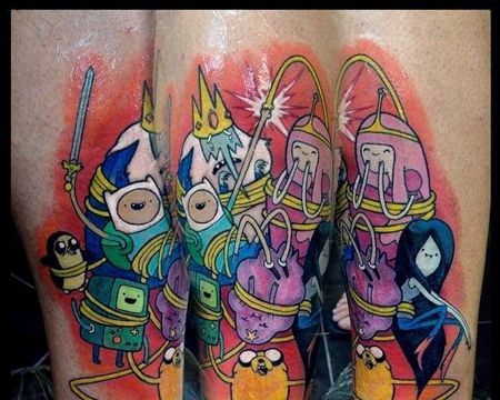 New School小腿卡通纹身图案