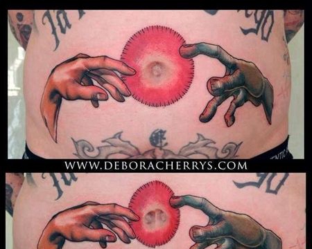 New School肚子手纹身图案