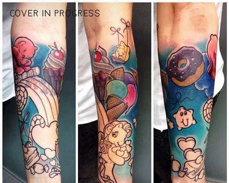 New School小腿冰淇淋马纹身图案