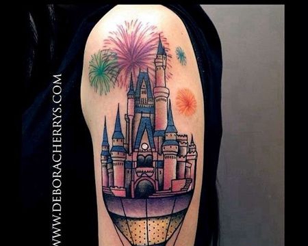 New School大臂建筑纹身图案