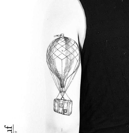 小清新大臂热气球纹身图案