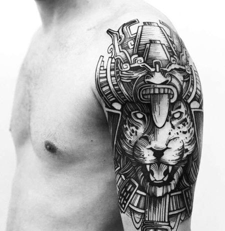 图腾大臂老虎武士纹身图案