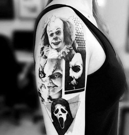 写实大臂小丑恐怖纹身图案