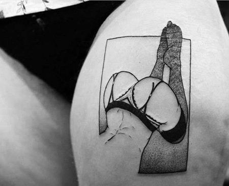 点刺小清新大腿女性纹身图案