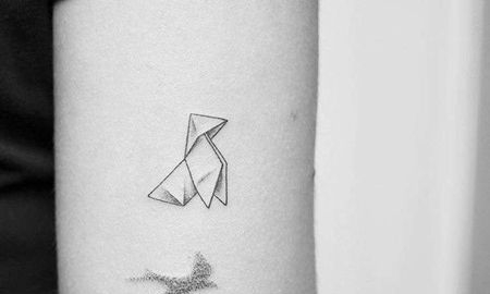 小清新点刺几何千纸鹤纹身图案