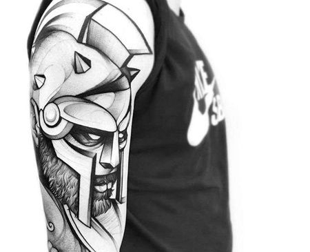 点线大臂武士纹身图案