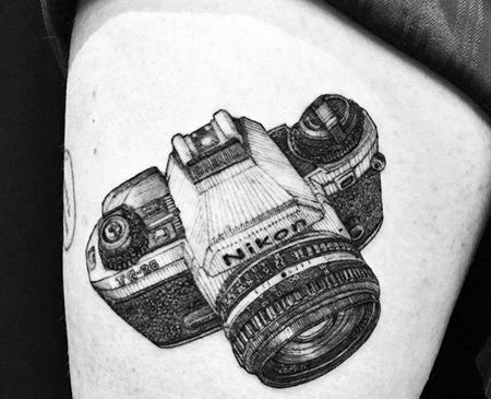 写实大腿相机纹身图案